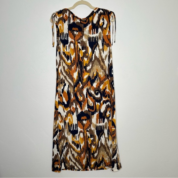 Tory Burch 100% Silk Ikat Multicolor Sleeveless Midi Dress Size Medium - Picture 2 of 10